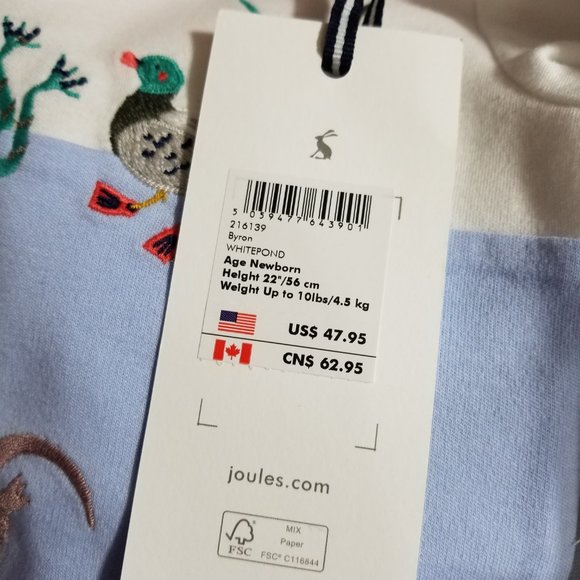 Joules Baby Organic Grown Cotton Artwork Set - Whitepond - NEWBORN NWT - Picture 8 of 8